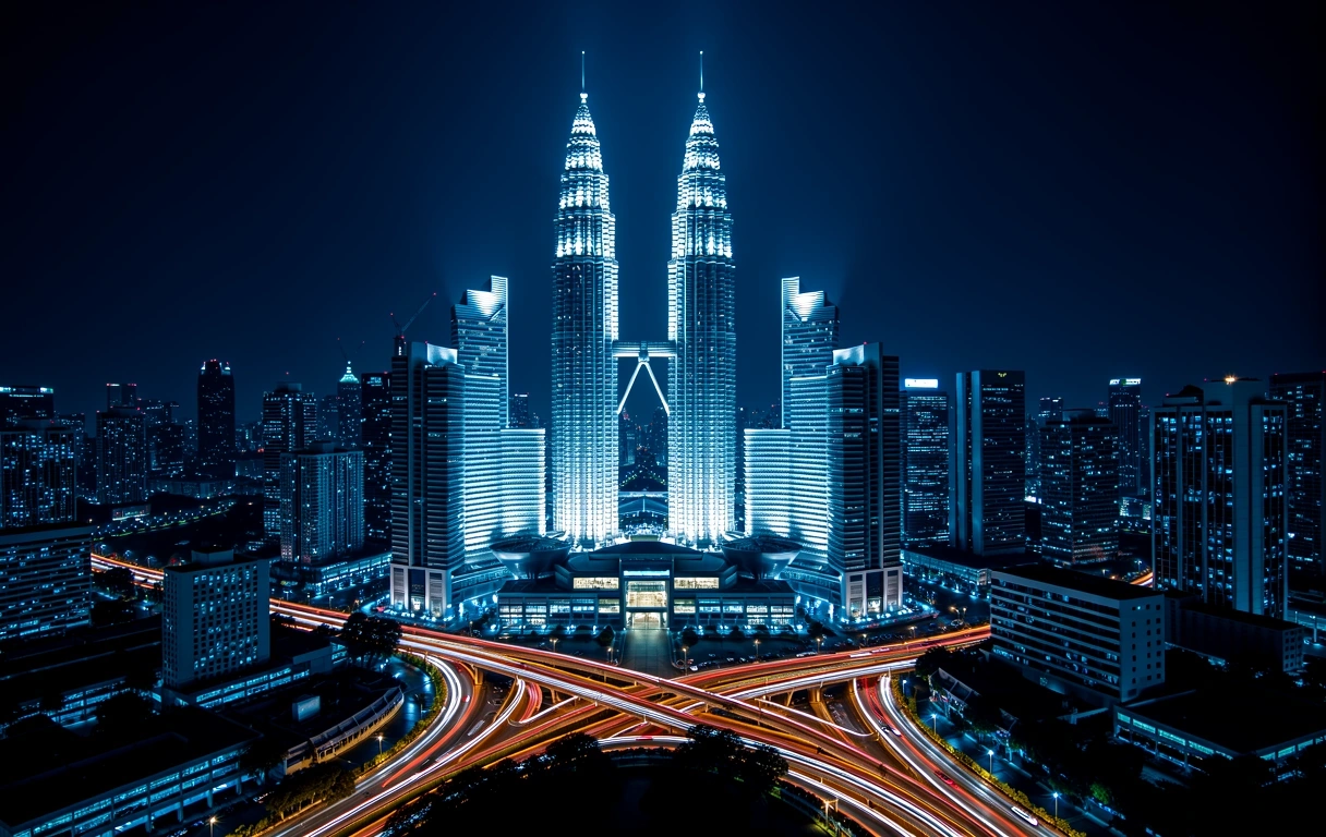 Kuala Lumpur city lights representing data flow